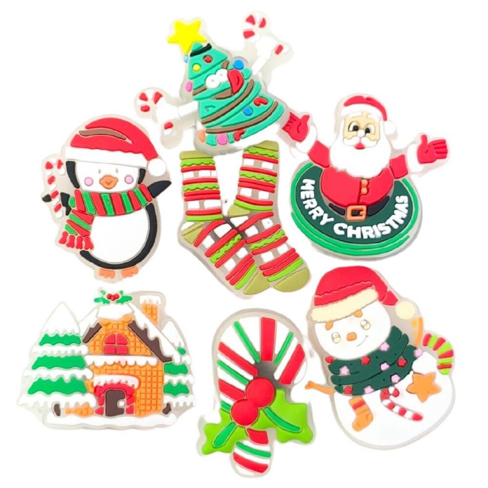 (7) Winter / Christmas Themed Foam Clog Shoe Charms
